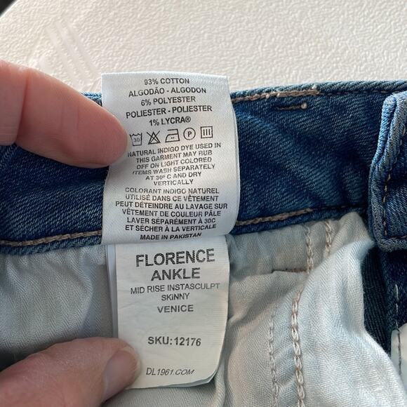 DL1961 Florence Ankle Mid Rise Instasculpt Skinny Jeans Venice Blue SIze 27 - Picture 10 of 11